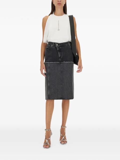 Alexander McQueen two-tone denim midi skirt - Black - zdjęcie produktu nr 2