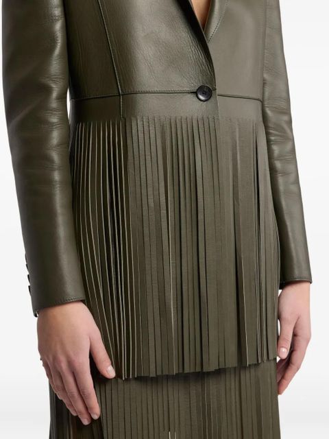 ETRO pleated-fringe leather jacket - Green