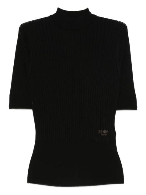 FENDI logo-detail ribbed top - Black - zdjęcie produktu nr 1