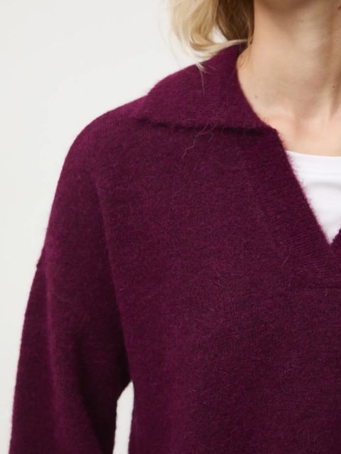 Medicine sweter z wełną alpaki kolor bordowy