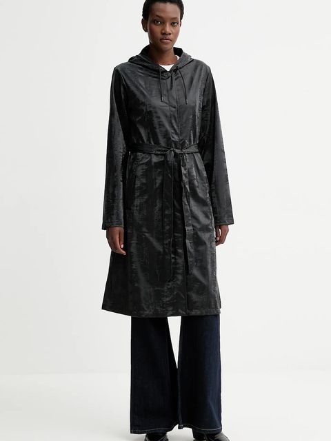 Rains kurtka 12040 A-Line Longer W Jacket kolor czarny przejściowa 12040 - zdjęcie produktu nr 1