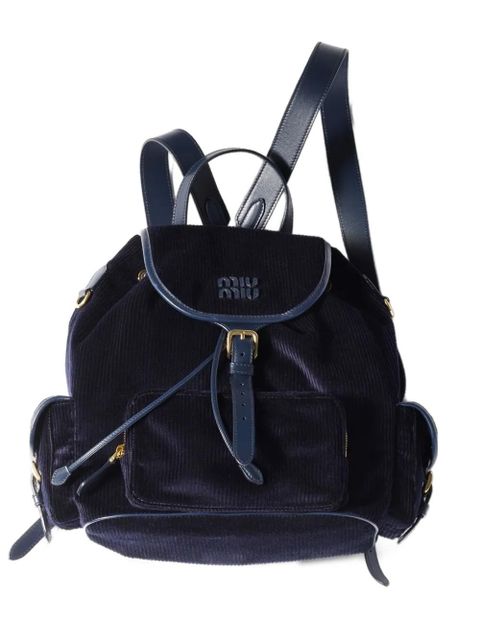 Miu Miu large corduroy backpack - Blue - zdjęcie produktu nr 1
