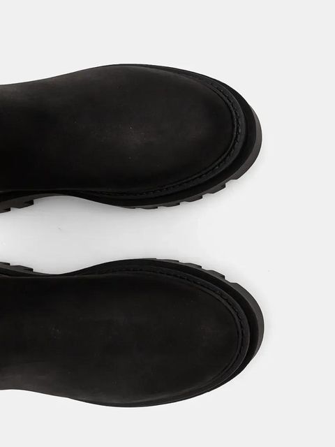 Calvin Klein Jeans sztyblety nubukowe FLATFORM CHELSEA BOOT MG NB kolor czarny na platformie YW0YW01684