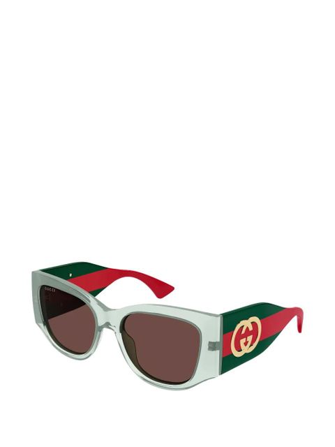 Gucci Eyewear logo geometic-frame sunglasses - Green - zdjęcie produktu nr 2