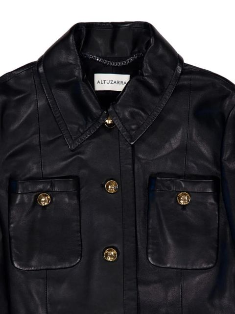 Altuzarra buttoned flap-pocket leather coat - Black