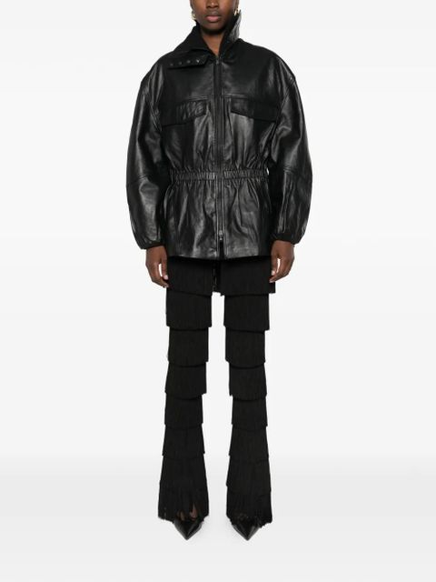 The Frankie Shop Carnaby Funnel neck leather jacket - Black