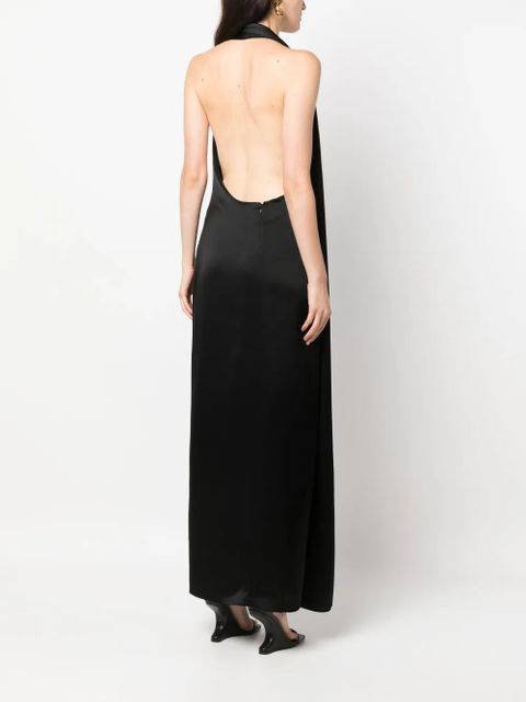 LOEWE Scarf satin maxi dress - Black