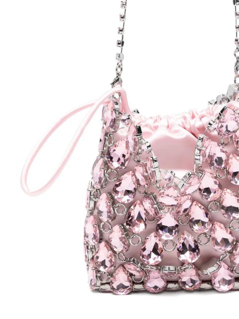 Self-Portrait mini crystal-embellished shoulder bag - Silver