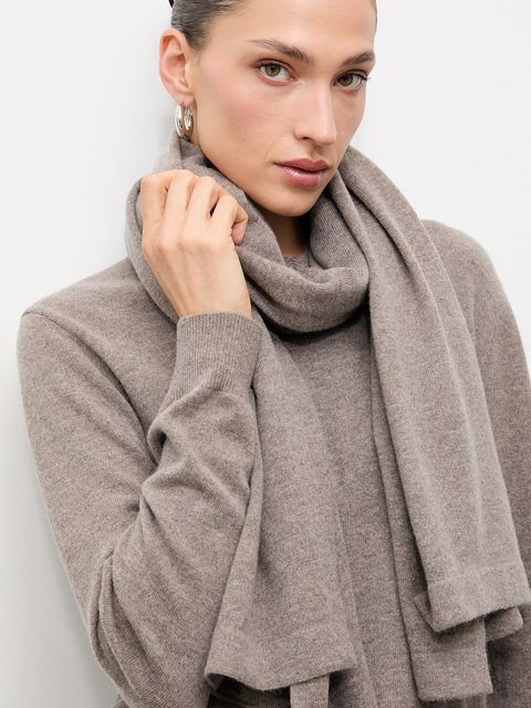 Answear.LAB sweter z wełny merino z szalem damski kolor brązowy lekki