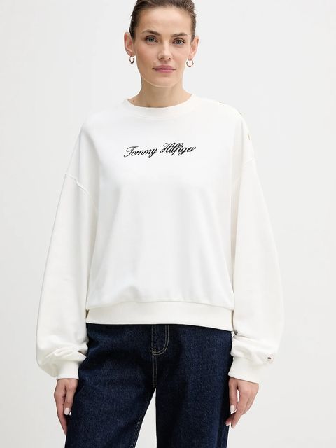 Tommy Hilfiger bluza bawełniana damska kolor biały z nadrukiem WW0WW48783 - zdjęcie produktu nr 1