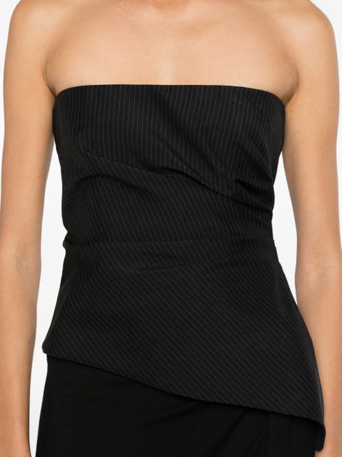 Alexander McQueen pinstripe asymmetric top - Blue