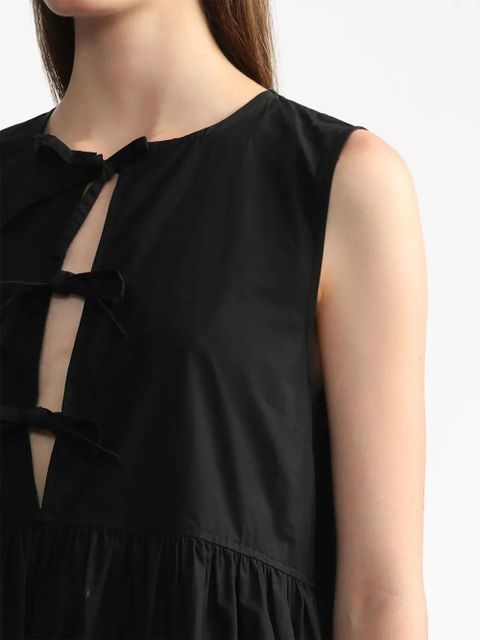 GANNI bow-detail cotton midi dress - Black