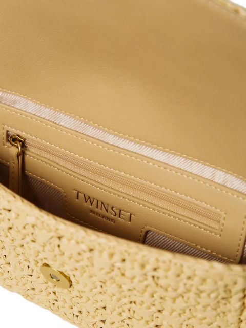 TWINSET logo-plaque woven shoulder bag - Neutrals