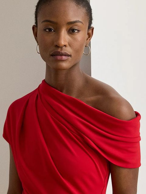 Lauren Ralph Lauren sukienka kolor czerwony midi dopasowana 200980223