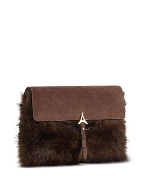 Manière De Voir Aliya faux-fur belted clutch bag - Brown