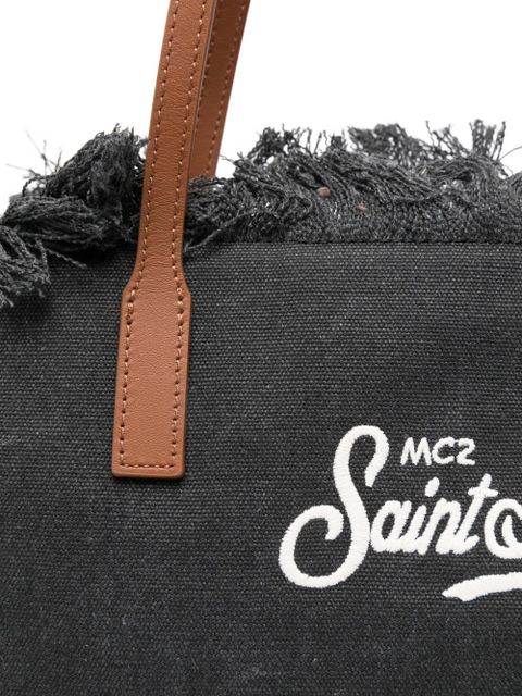 MC2 Saint Barth fringed logo-embroidered tote bag - Black