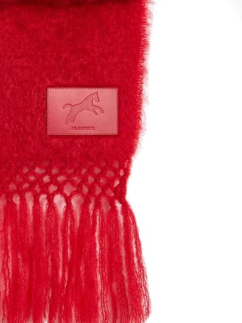 Jil Sander horse-patch fringed scarf - Red - zdjęcie produktu nr 2
