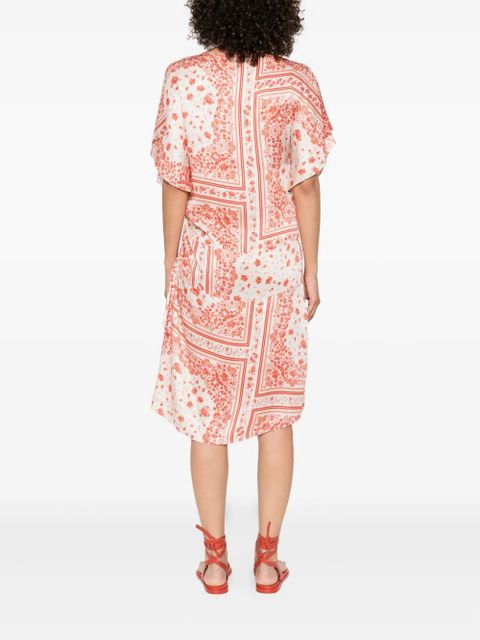 FENDI patterned-jacquard drawstring midi dress - Neutrals