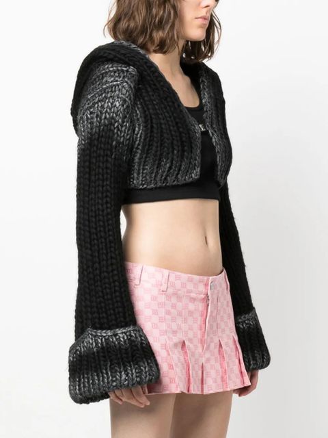 MISBHV hooded chunky-knit cropped cardigan - Black