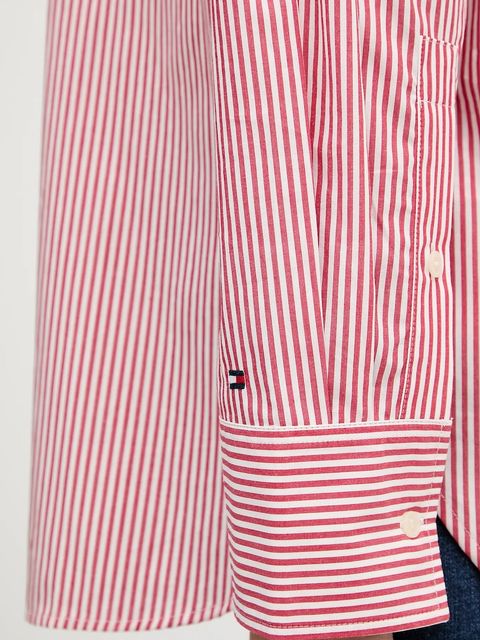 Tommy Hilfiger koszula bawełniana damska kolor czerwony relaxed z kołnierzykiem klasycznym WW0WW48190