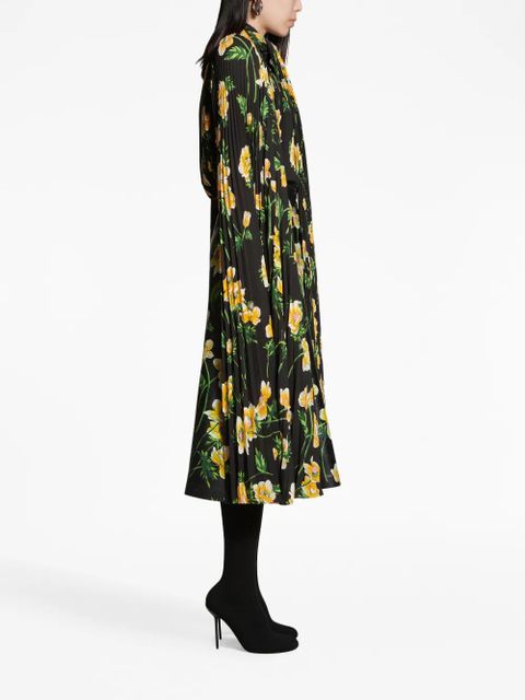 Balenciaga floral-print pleated blouse - Black