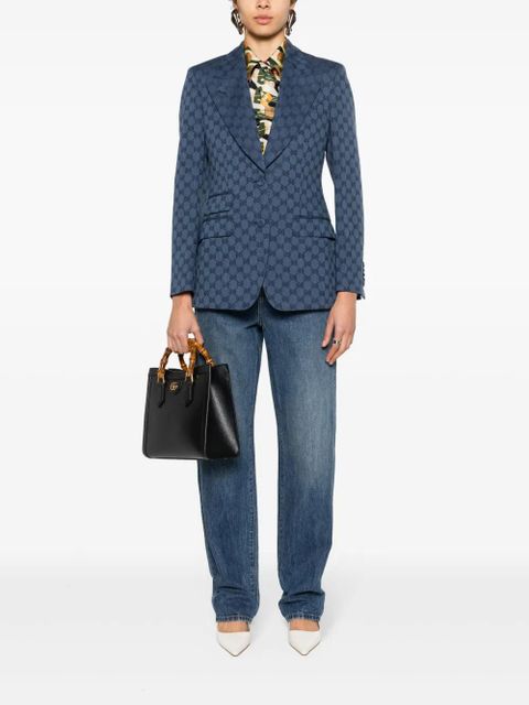 Gucci GG-jacquard single-breasted blazer - Blue