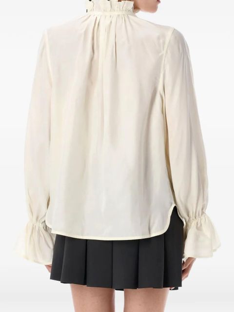 GANNI ruffled tie shirt - Neutrals - zdjęcie produktu nr 2