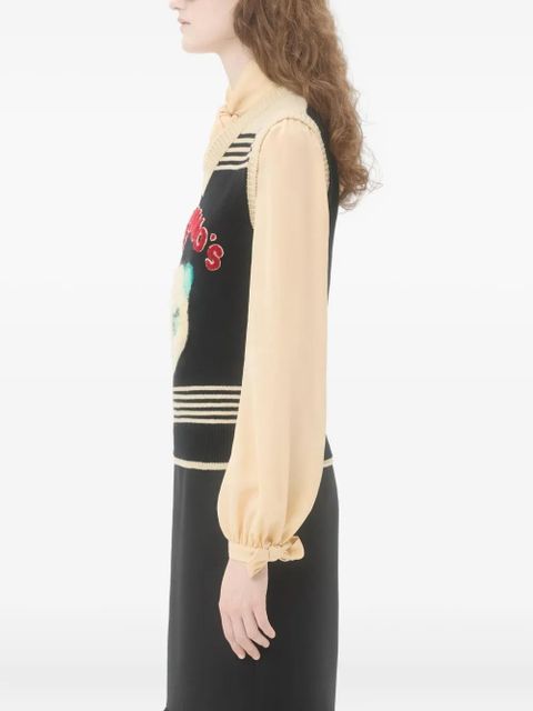 Valentino Garavani cat-motif stripe-detail vest - Black