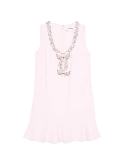 Self-Portrait ruffled bow crepe mini dress - Pink - zdjęcie produktu nr 1