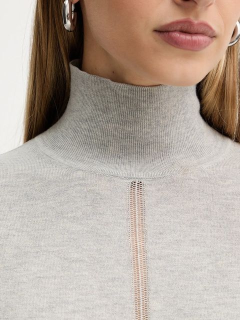 BOSS Orange sweter z dodatkiem wełny damski kolor szary lekki z półgolfem 50551356