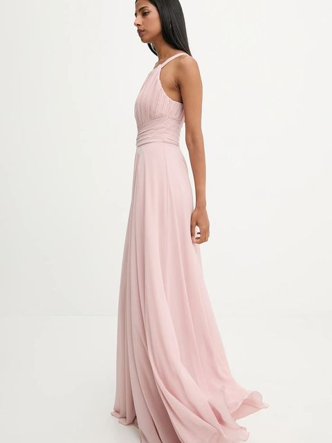 Answear.LAB sukienka kolor różowy maxi rozkloszowana