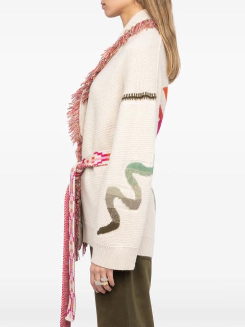 Zadig&Voltaire fringed belted cardigan - Neutrals