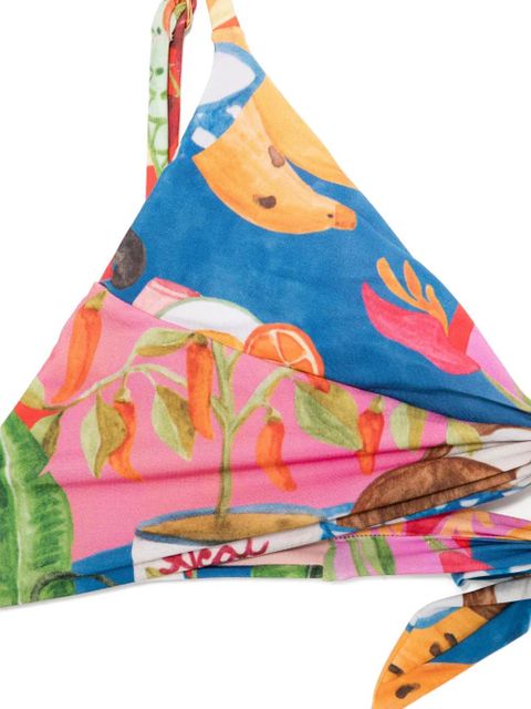 FARM Rio graphic-print bikini top - Pink
