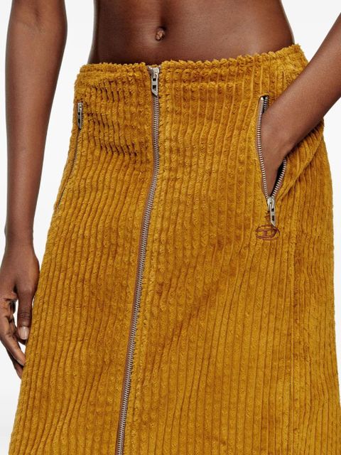 Diesel O-LLIPOP zip-front corduroy midi skirt - Brown