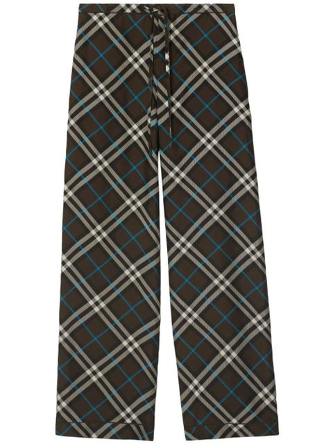 Burberry check-pattern silk trousers - Brown - zdjęcie produktu nr 1