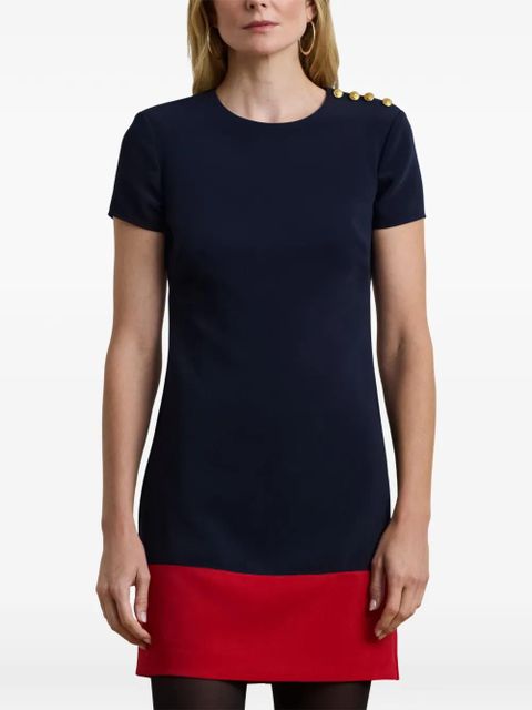 Lauren Ralph Lauren button colour-block mini dress - Blue