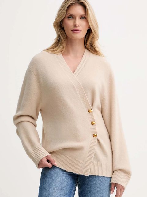 ISABELLE BLANCHE kardigan z dodatkiem wełny damski kolor beżowy IS25FW-M152-F007 - zdjęcie produktu nr 1