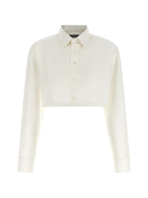 Balenciaga embroidered-logo cropped shirt - Neutrals - zdjęcie produktu nr 1
