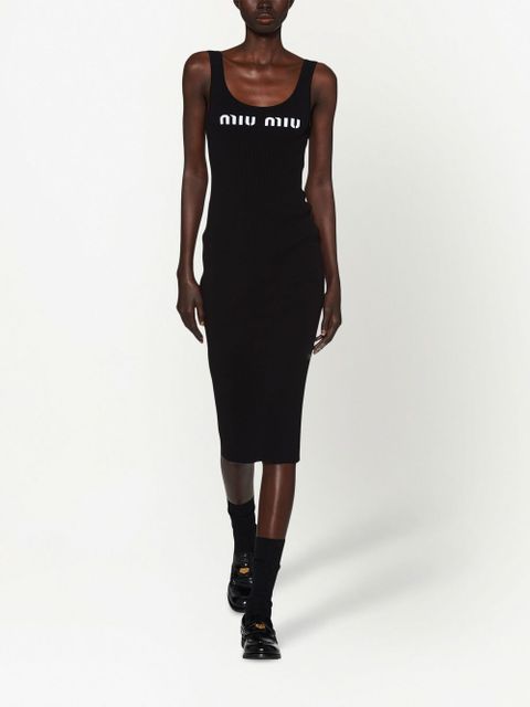 Miu Miu logo-print open-back dress - Black