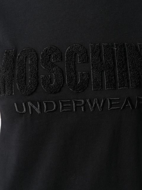 Moschino Underwear-logo embroidered T-shirt - Black
