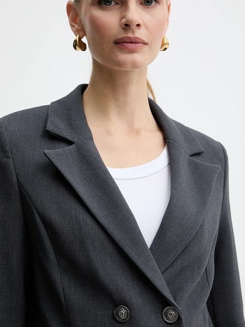 Guess marynarka JOANDRA kolor szary dwurzędowa gładka W5BN93 W2402