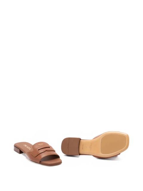 Prada leather logo-detail sandals - Brown