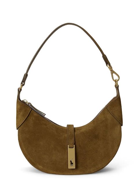 Polo Ralph Lauren torebka zamszowa kolor brązowy 428922880 - zdjęcie produktu nr 1