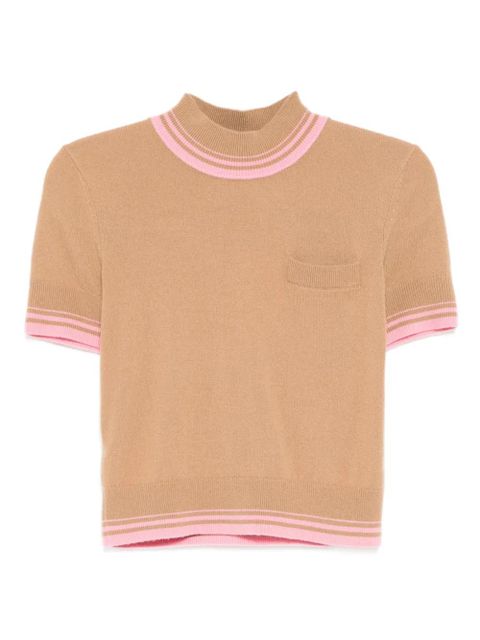 Self-Portrait contrast stripe knit top - Brown - zdjęcie produktu nr 1