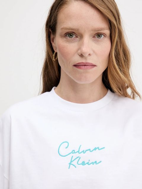Calvin Klein Jeans t-shirt bawełniany damski kolor biały LV047C202G
