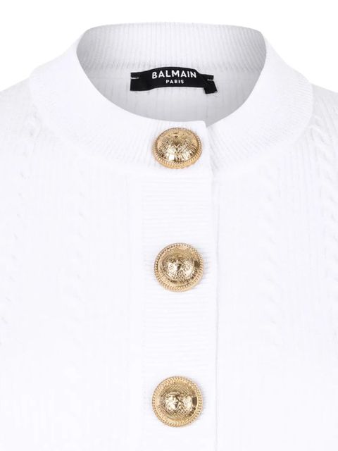 Balmain ribbed buttoned top - White