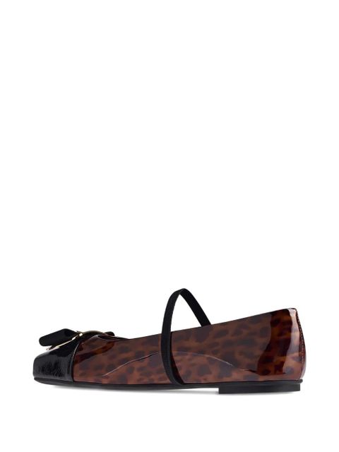Ferragamo Vara Plate patent-leather ballet flats - Brown
