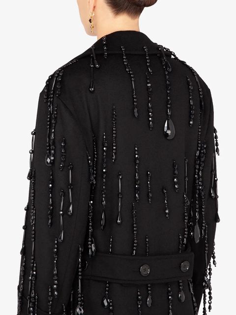 Dolce & Gabbana bead-embellished double-breasted coat - Black