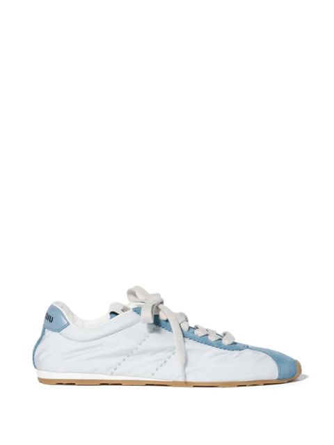 Miu Miu Plume technical fabric and suede sneakers - Blue - zdjęcie produktu nr 1