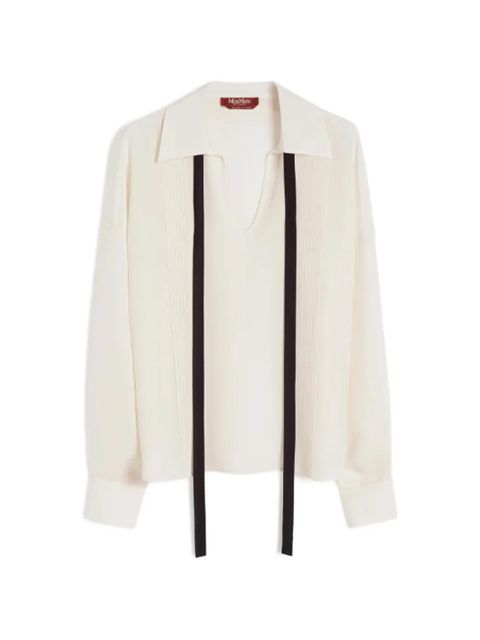 Max Mara MStcolono tie-detail pleated shirt - Neutrals - zdjęcie produktu nr 1